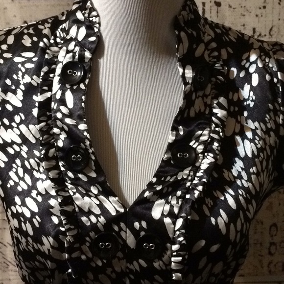 Heart Soul M black& White Blouse w/belt - Picture 2 of 5
